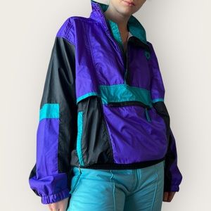 Purple Windbreaker Jacket Vintage / 80s Vintage Size Men’s L